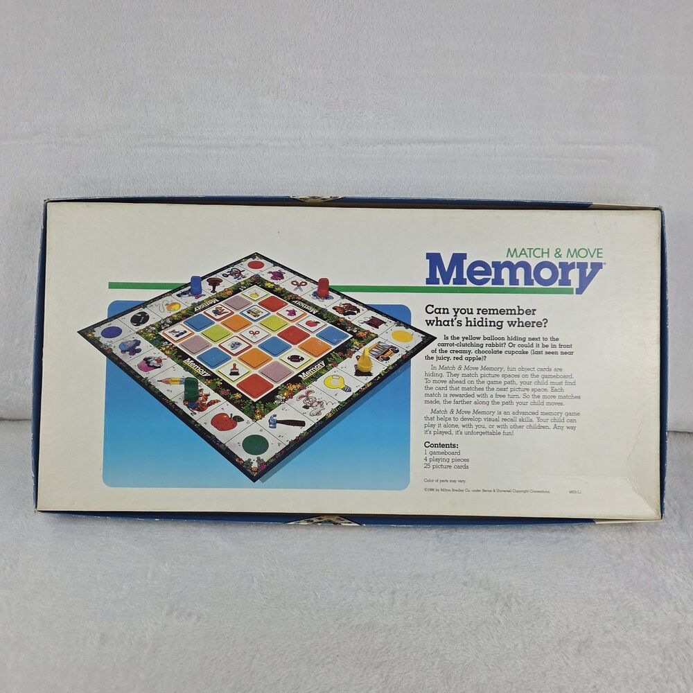 Vintage 1986 Milton Bradley Match & Move Memory Board Game Complete Excellent - Picture 9 of 9